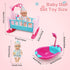 RedCrab 12" Baby Doll Bath and Bed Play Set - 2-in-1 Shaker with Shower Spray & 25pcs Accessories for Girls 3+