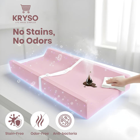 KRYSO Baby Changing Pad Soft Vegan Leather Changing Pad, Waterproof and Wipeable Diaper Changing Mat, Easy-to-Clean