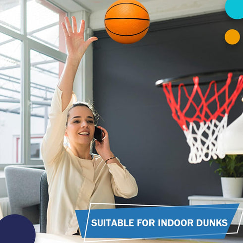 6 INCH PVC Mini Basketball for Indoor Mini Hoops, Soft Rubber Small Replacement Basketballs, 4 PCS with Pump