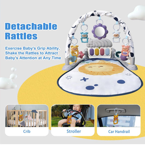 Tummy 0-3-6-9-12 Cuterabit Baby Play Gym Mat, Baby Gym Activity Center, Kick and Play Piano with Music and Light, Time