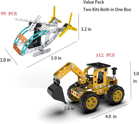 Jixin Xyzhi Sets 3-D 2 1 Sets 8-16 Building Stem Assembly Toys Metal Puzzle Excavator and Plane Model Value Bundle:
