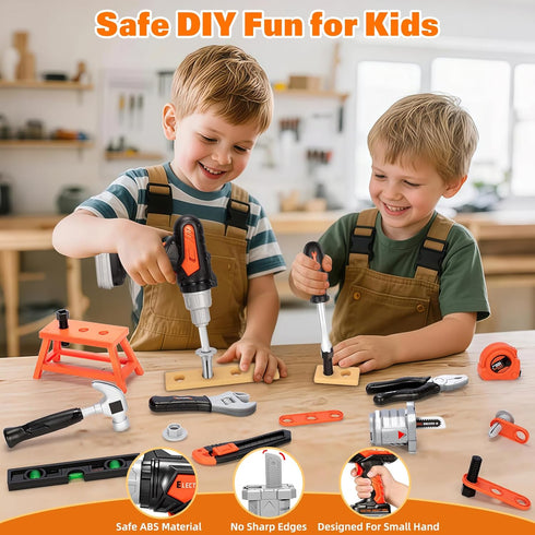 50PCS Set 3 4 5 6 Set, Kids Tool for Boys Ages Years Old - Pretend Play Construction Tool Kits with Portable Tool Bag