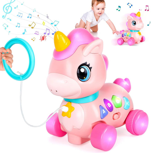 WixbFyn Baby Unicorn Toy 6-12-18 Months with Music & Lights Explore Bilingual Educational