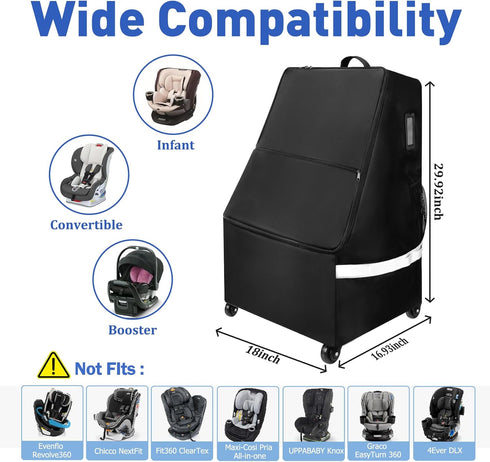 Upgrade Car Seat Travel Bag for Airplane With Wheels, Carseat Travel Bag for Airplane, Car Seat Travel Bag With Wheels