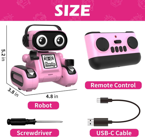 5-7, Robot Toys for Girls, Rechargeable Remote Control Toys for Girls Kids Toy Robots with Auto-Demo, Recording