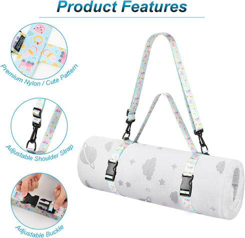 Beautyflier Pack Carrier Strap for and Play Mattress, Portable Crib Mattress Travel Strap with Adjustable Shoulder Belt