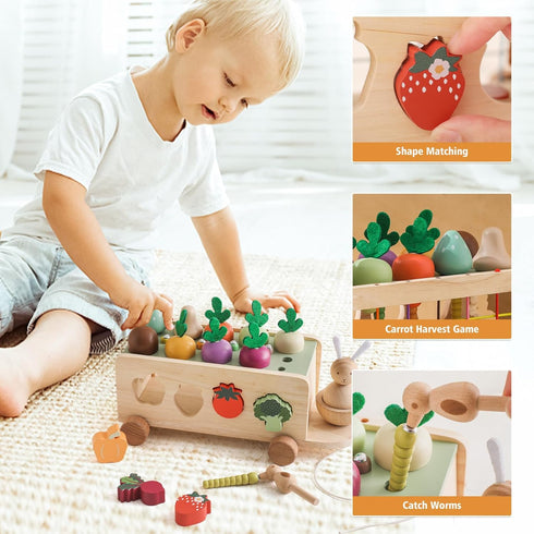 OESSUF Montessori Toys Toddlers Wooden Educational Toys for Baby Boys Girls, Shape Sorting & Matching Fine Motor Skills