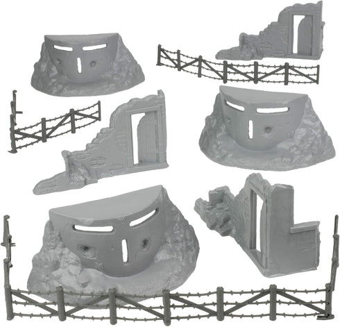 BMC Classic Marx Axis Ambush - 14pc Gray Plastic Army Men Playset Accessories