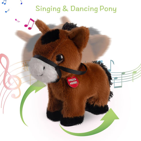 Singing Dancing Horse Stuffed Animal, Music Rocking Ponny Plush Toys Farm Horse Stuffed Animal Interactive Toys