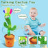 JAKCJFII 120 Adjust Volume Dancing Talking Cactus Baby Toy Singing Mimicking Recording Toys Repeats What You Say, Comes