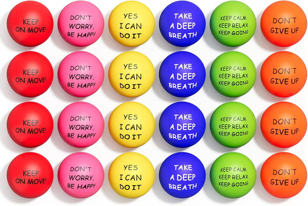 ALMAH Motivational Stress Balls for Kids and Adults (24 Pack), Stress Relief
