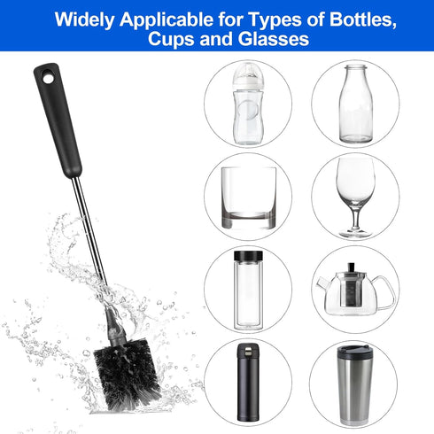 SweeBe Bottle Brush, Long Stainless Steel Handle Water Bottle Brush Cleaner, Sports Bottle Scrubber, Kitchen Scrub