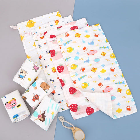 LINGBI DAMI 6 (19.7x9.8 inches), Yellow chick print Cotton square towel with layers of gauze washable children's face