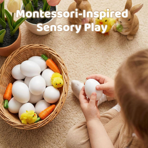 15 SallyFashion PCS Fake Easter Eggs, Wooden Play Kitchen Egg Toys for Kids Dying Painting Egg Hunts Basket