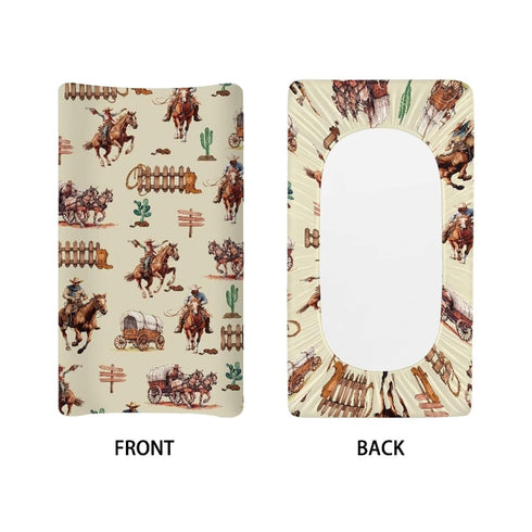 Western Cowboy Horse Changing Pad Covers Ultra Soft Stretchy Baby Diaper Change Table Pad Cover for Girls Boys Breathable Nursery Changing Table Sheets Cover