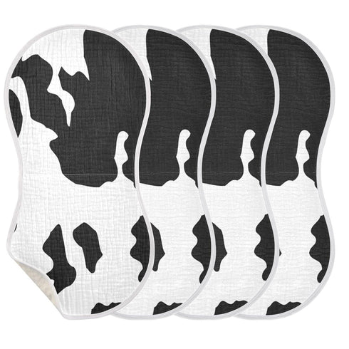 WELLDAY Set 1, 22 11 Inch Muslin Baby Burp Cloths of Soft Absorbent Animal Cow Print Muslin Washcloths, Bibs, Face