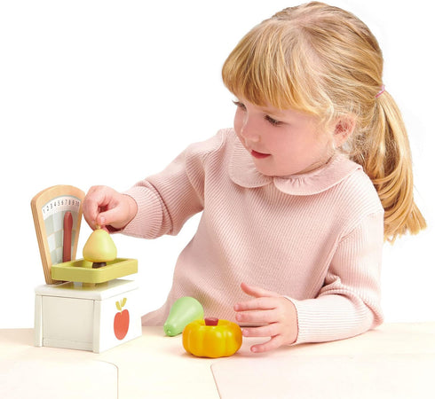Set 3+ Tender Leaf Toys - Market Scale - Beautiful Grocery Weighing Scales Toy for Pretend Play for Kids