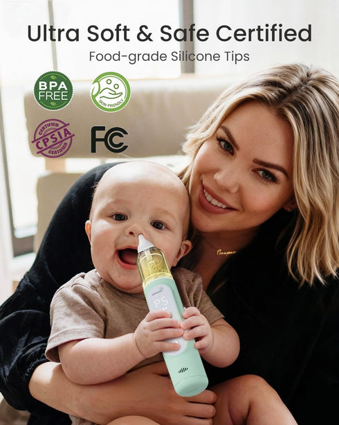 5 IPX7 GROWNSY Nasal Aspirator for Baby, Upgraded Suction Levels Baby Nose Sucker, Waterproof Electric Nose Suction