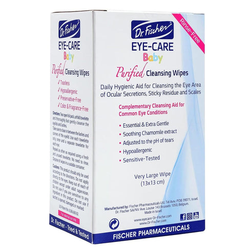 Dr. Fischer Premium Baby Eyelid Wipes, 60 Count, Hypoallergenic, Rinse Free, Pediatrician Recommended