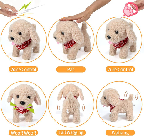 Set, 3, 4, 5, 6 Interactive Walking Plush Puppy Toy Dog, Remote Control Electronic Robot Dog Realistic Wagging Tail