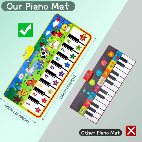 53" 23" 8 1 2 3 4 5 6 Piano Mat - x Musical Mat Animals Sounds Dance Mat for Kids Touch Play Dancing Mat Toy Gifts