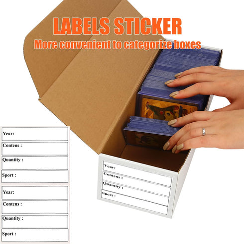 Card Box 6 Pack - 4800 Count Trading Card Storage with 20 Dividers & 8 Labels for Baseball, TCG, Magic, MTG