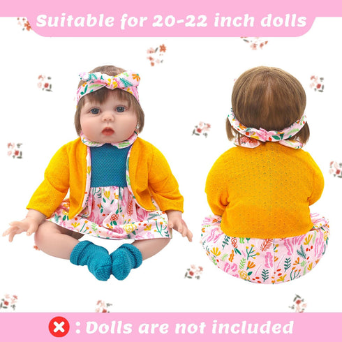 20-22 Inch 2 Set 20 Inch 7 ECORELF Reborn Doll Clothes for Dolls, Baby Doll Clothes Accessories Pcs Include Dress Coat