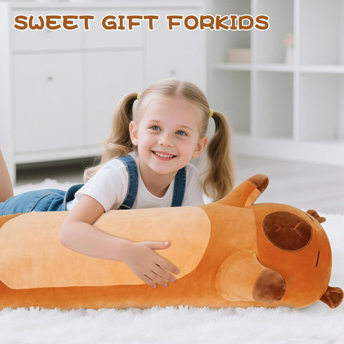 33 ih Cute Capybara Plush, Capybara Stuffed Animal, Long Capibaras Peluches Body Pillow Kawaii Plushies Decor Gifts