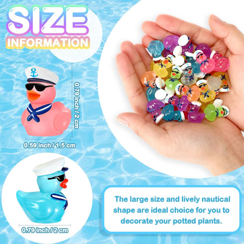 RoundFunny 250 Pcs Mini Luminous Resin Sailor Cruise Ducks Glow in The Dark Tiny Cruise Duck for Hiding with Hat