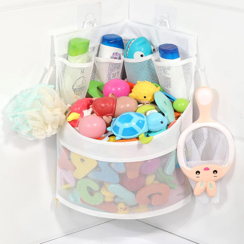 Baby Bathtub Toy Storage, 17" x 13" Mesh Holder for Bathtub Toys, Organizer for 1-3 Year Olds