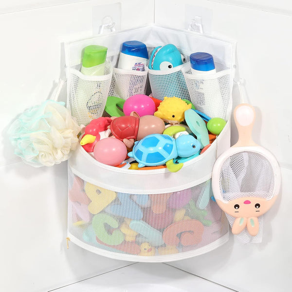 Baby Bathtub Toy Storage, 17" x 13" Mesh Holder for Bathtub Toys, Organizer for 1-3 Year Olds