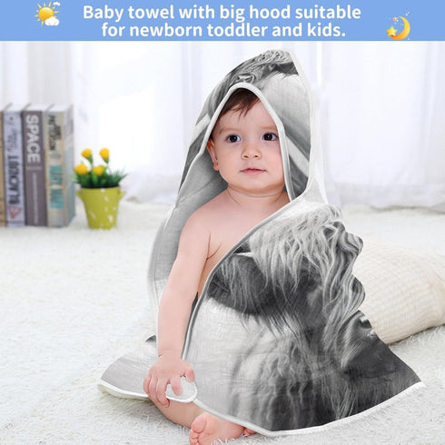 WELLDAY 30x30 Inch Highland Cow Baby Towel Ultra Soft Hooded Towels for Babies - Ultra Absorbent Cotton Bath Towels