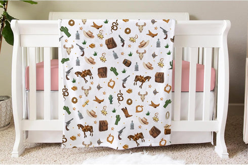 SqtmuHLuo 60x80inch Western Cowboy Baby Blanket for Boys Girls Gift Neutral Soft Flannel Cowboy Hat Boots Horse Cactus