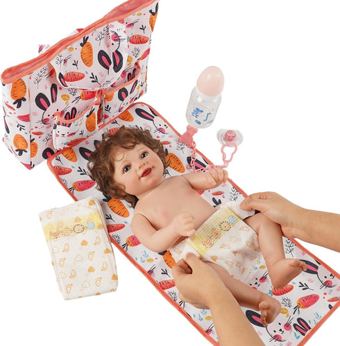 7 Set 17-22 Inch Set, BABESIDE Pcs Reborn Doll Accessories for Dolls, Feeding and Care Including Diaper Bag, Great