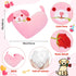 8inch Valentine's Day Gifts for Girls Her Wife, Pink Love Heart Dog Plush Valentines Stuffed Animal with Rose Cute