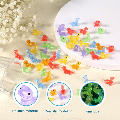 60pcs Mini Glow Lizard, Cute Resin Figure Miniature Landscape Decoration for Dollhouse and Gardens