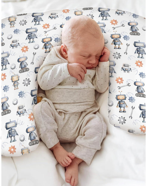 Watercolor Robots Baby Nursing Pillow Covers for Boy Girl Cute Robotic Character Nursery Feeding Pillowcase