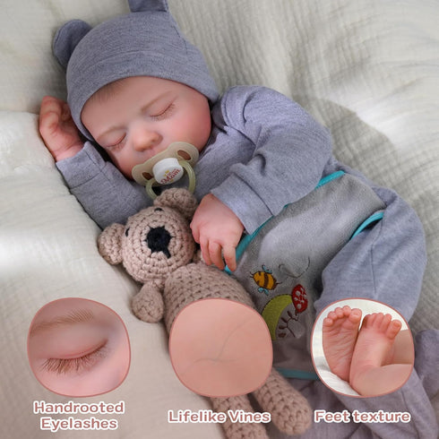 JIZHI Lifelike Reborn Baby Dolls Noah - 17 Inch Realistic Anatomically Correct Baby Boy Dolls with Feeding Kit Gift Box