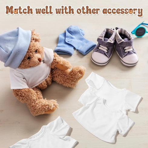 6 Pcs Sublimation Stuffed Bear Shirt Clothes - Fit 8-12 Inch Stuffed Animal Blank Plush Bear T-Shirts for DIY