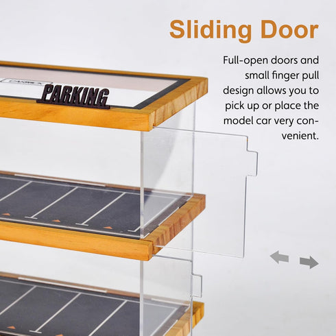 1/64 Scale Display Case, 3-Tiers Diecast Car Garage Display Case with 15 Parking Space and Acrylic Cover