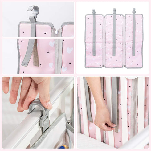 Orzbow 3-in-1 Nursery Organizer - Baby Diaper Caddy | Hanging Storage for Baby Essentials | Pink