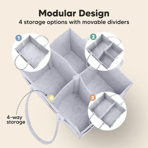 KeaBabies Portable Diaper Changing Pad and Baby Diaper Caddy Organizer - Waterproof Foldable Baby Changing Mat - Large