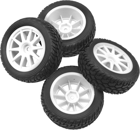 75mm/2.95'' Rubber Tires & Plastic Wheel Rims, 12mm Hex, Compatible with Traxxas HSP Tamiya HPI Kyosho 1/10 RC