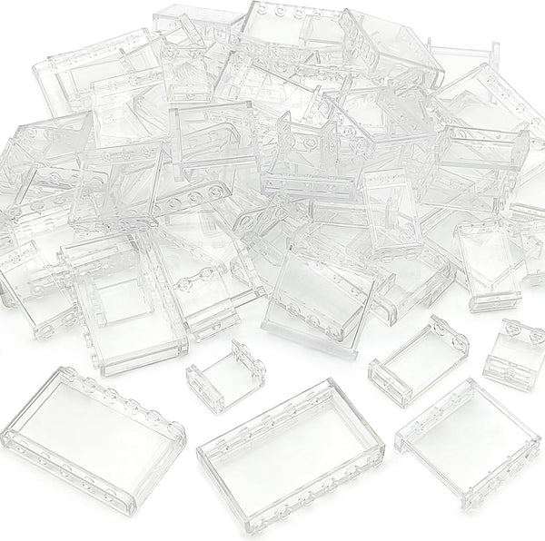 ZHX 72PCS Clear Transparent Window House Building Brick Toy - Classic Flat Plates Pieces Compatible with Major Brands