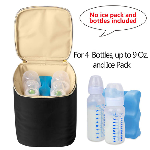 Teamoy Breastmilk Cooler Bag for up to 4 Large 9 Ounce Bottles - Perfect for Working Moms, Black