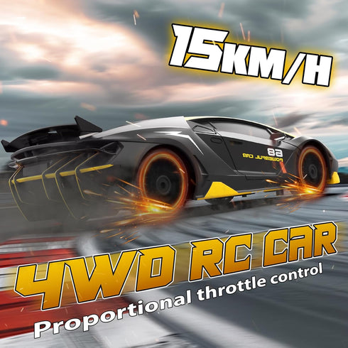 2.4GHz 1/24 4WD 15KM/H 2Pcs RC Drift Car Remote Control Car High Speed Racing Sport with LED Lights Drifting Tire Toy