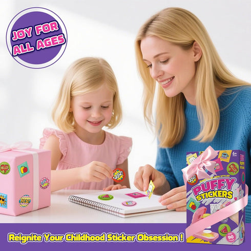 90 3D 6-10 8-12 Sticker Maker for Kids - Make Your Own Puffy Stickers Kit - DIY More Stickers Arts and Crafts for Kids