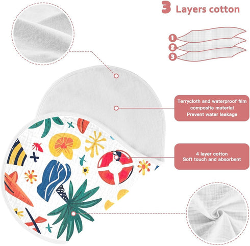 PaChyLuu 1 Pack 22 11 Inch Cute Cartoon Beach Theme Muslin Burp Cloths Cotton Absorbent Baby Burping Rags for Boys