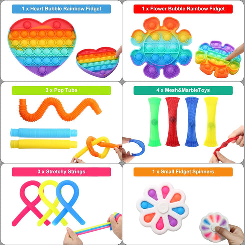 Pack, 35pcs Set Fidget Simple Fidget Fidget Toys with Popping Fidget Sensory Toys for Kids and Adults, Stress Relief