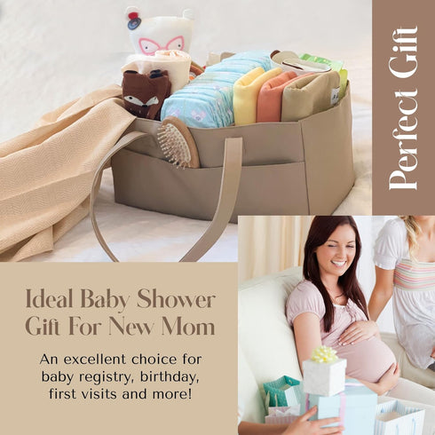 Uniklook Baby Diaper Caddy - Faux Leather -Nursery Storage Bin and Car Organizer for Diapers and Baby Wipes Stylish